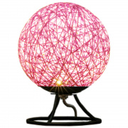 12-84 Светодиодный ночник из ротанга, 220В, 2Вт, 6 диодов, 3200K, 200Лм, 15*15*18см, розовый