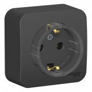 Розетка компактная с заземлением без шторок Blanca Schneider Electric 16А 250В антрацит из.пластина