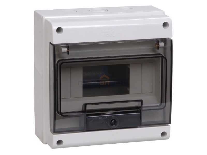 Щит влагозащищенный КМПн-8 IP66 на 8 модулей навесной пластиковый с прозрачной дверкой ИЭК