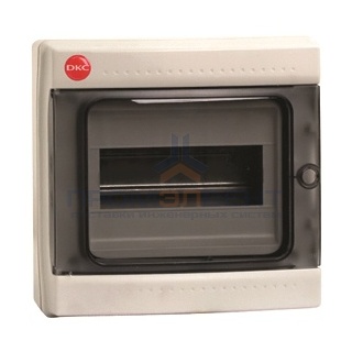 Щиток настенный DKC на 8 модулей IP65 серый с прозрачной дверцей