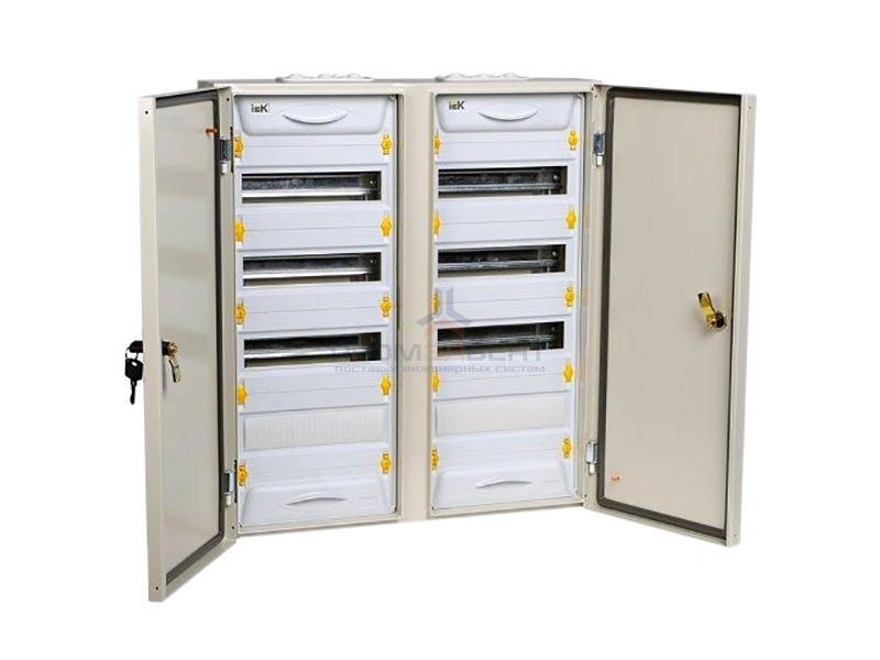 Щит металлический ЩРн-2х48з-1 74 IP54 UNIVERSAL с шинами N+PE на 96 модулей навесной 690х620х136 ИЭК